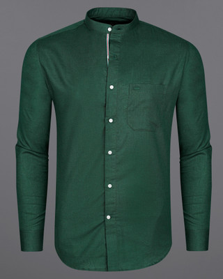 HOC Men Solid Casual Green Shirt