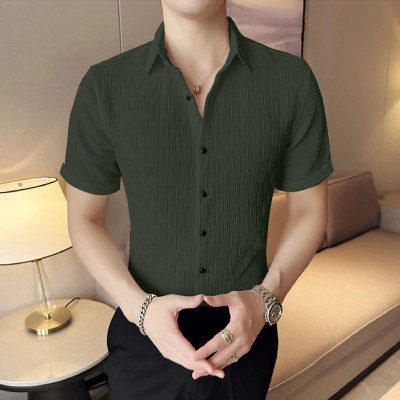 quinlan Men Self Design Casual Green Shirt