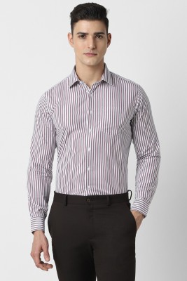 VAN HEUSEN Men Striped Formal White, Black, Red Shirt