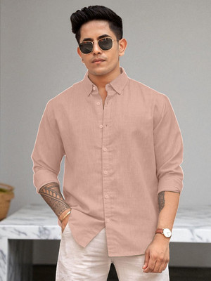 Yanthhi Men Solid Casual Beige Shirt
