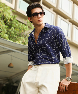 CAMPUS SUTRA Men Geometric Print Casual Blue Shirt
