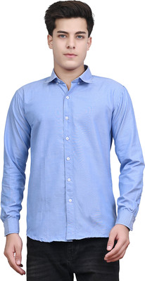 J.A STYLING Men Self Design Casual Blue Shirt