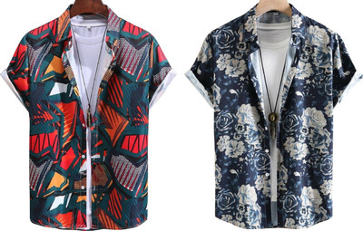 Lonexo Men Printed Casual Multicolor Shirt(Pack of 2)