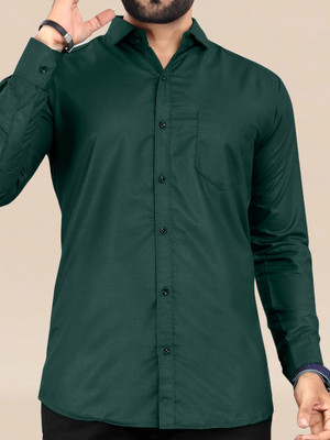 NIVICK Men Solid Formal Dark Green Shirt