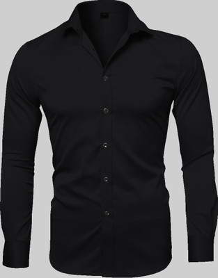 ZENE Men Solid Casual Black Shirt