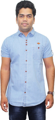 KUONS AVENUE Men Solid Casual Light Blue Shirt