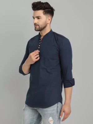 Kalehri Men Self Design Casual Dark Blue Shirt