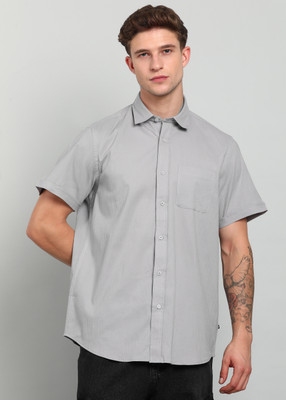 INTEGRITI Men Self Design Casual Grey Shirt