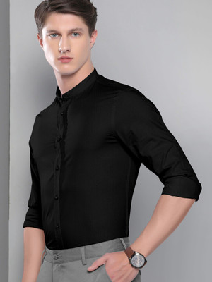HouseOfCommon Men Solid Casual Black Shirt