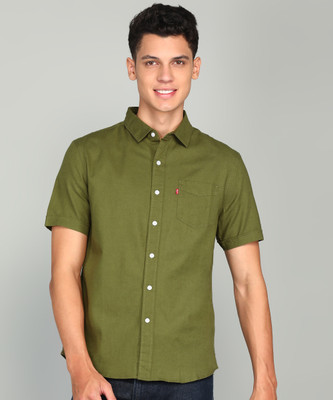 LEVI'S Men Solid Casual Green Shirt
