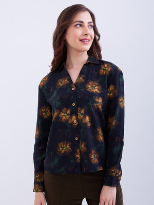 Spykar Women Printed Casual Yellow Shirt