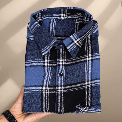 DUCCKCREATION Men Checkered Casual Blue, Black Shirt