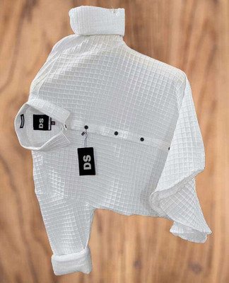 THREADVIBE Men Self Design Casual White Shirt