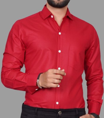 GLOBAL NOMAD Men Solid Casual Red Shirt