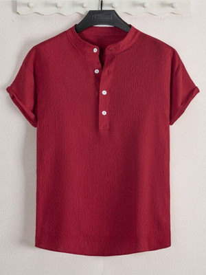 METRONAUT Men Solid Casual Maroon Shirt