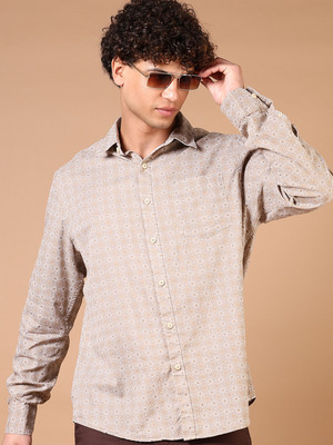 V-MART Men Printed Casual Beige Shirt