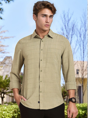 THOMAS SCOTT Men Checkered Casual Green Shirt