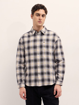 THE BEAR HOUSE Men Checkered Casual Grey Shirt