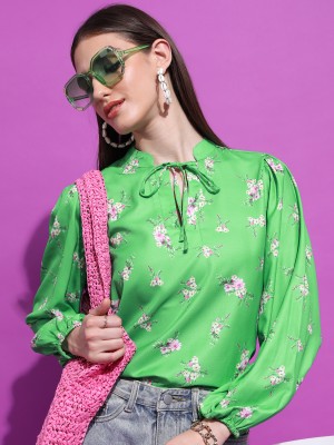 Tokyo Talkies Women Printed Casual Green Shirt