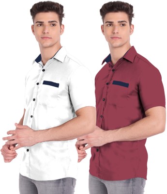 Vida Loca Men Solid Casual Brown Shirt(Pack of 2)