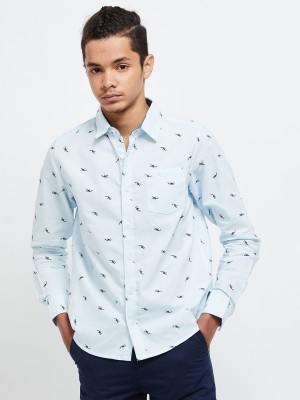 MAX Boys Printed Casual Blue Shirt