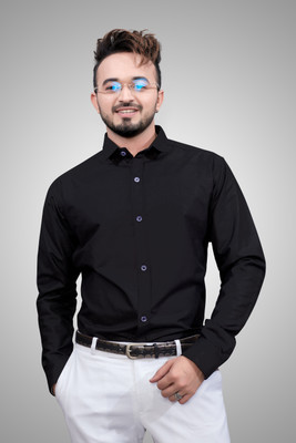 ZENE Men Solid Casual Black Shirt