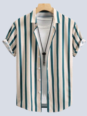 Toochki Women Striped Casual Green Shirt