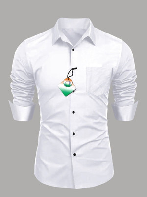 HOC Men Solid Casual White Shirt