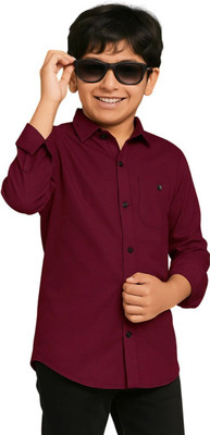 jabak creation Boys Solid Casual Maroon Shirt