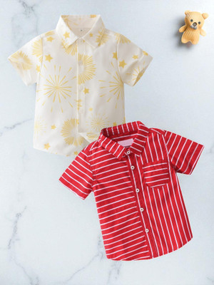 KIDOOZA Boys Printed, Striped Casual Multicolor Shirt(Pack of 2)