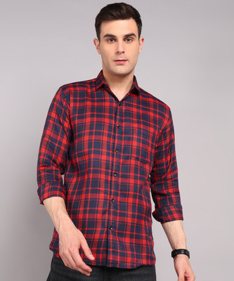 Vellical Men Checkered Casual Red Shirt