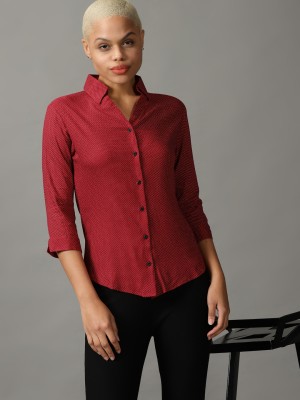 Showoff Women Printed Casual Maroon Shirt