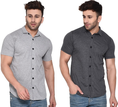 GEUM Men Solid Formal Multicolor Shirt(Pack of 2)