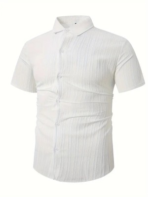 Fashionable Village Men Self Design Casual White Shirt