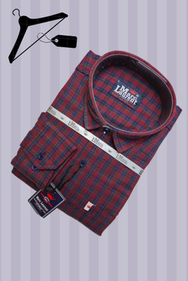 Marc Laurent Men Checkered Casual Maroon Shirt