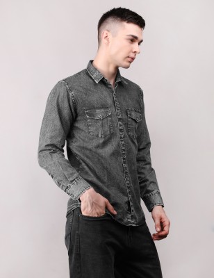 Lucington Men Washed Casual Grey Shirt