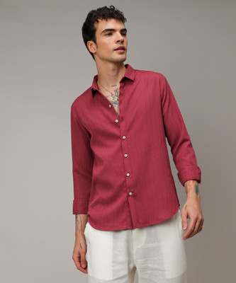 CAMPUS SUTRA Men Striped Casual Red Shirt