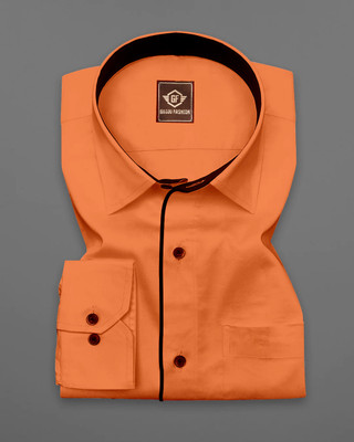 fashion corner Men Solid Formal Orange Shirt