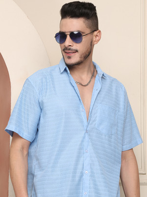 METRONAUT Men Self Design Casual Blue Shirt