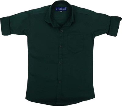 THE TINGGE Boys Solid Casual Green Shirt