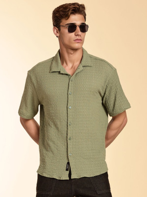 THOMAS SCOTT Men Solid Casual Green Shirt