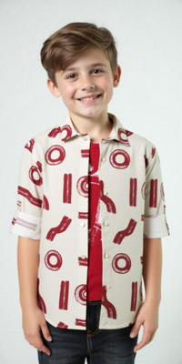 CAVIO Boys Printed Casual Red Shirt