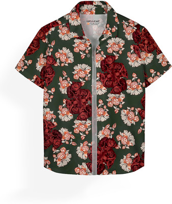 Hellcat Boys Printed Casual Red Shirt
