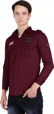 Super Weston Trend Men Solid Casual Maroon Shirt
