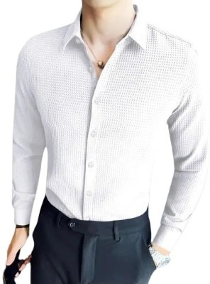 Balkrishna Creation Men Self Design Casual White Shirt