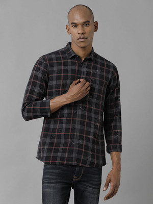 VOI JEANS Men Color Block Casual Black Shirt