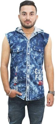 Clubble Men Printed Casual Blue Shirt