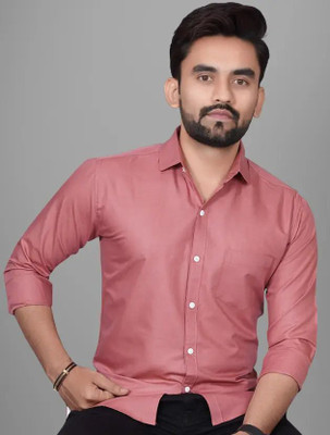 SHLOK TREND Men Solid Casual Orange Shirt