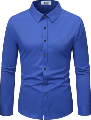 Edinwolf Men Solid Formal Dark Blue Shirt