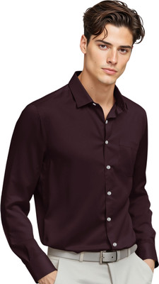 FR Men Solid Formal Maroon Shirt